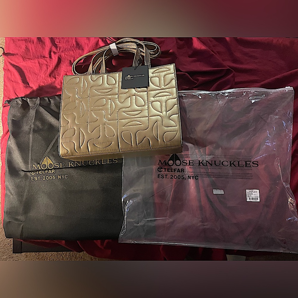 Brand new Gold Medium Mooseknuckle x Telfar Collab Bag for sale